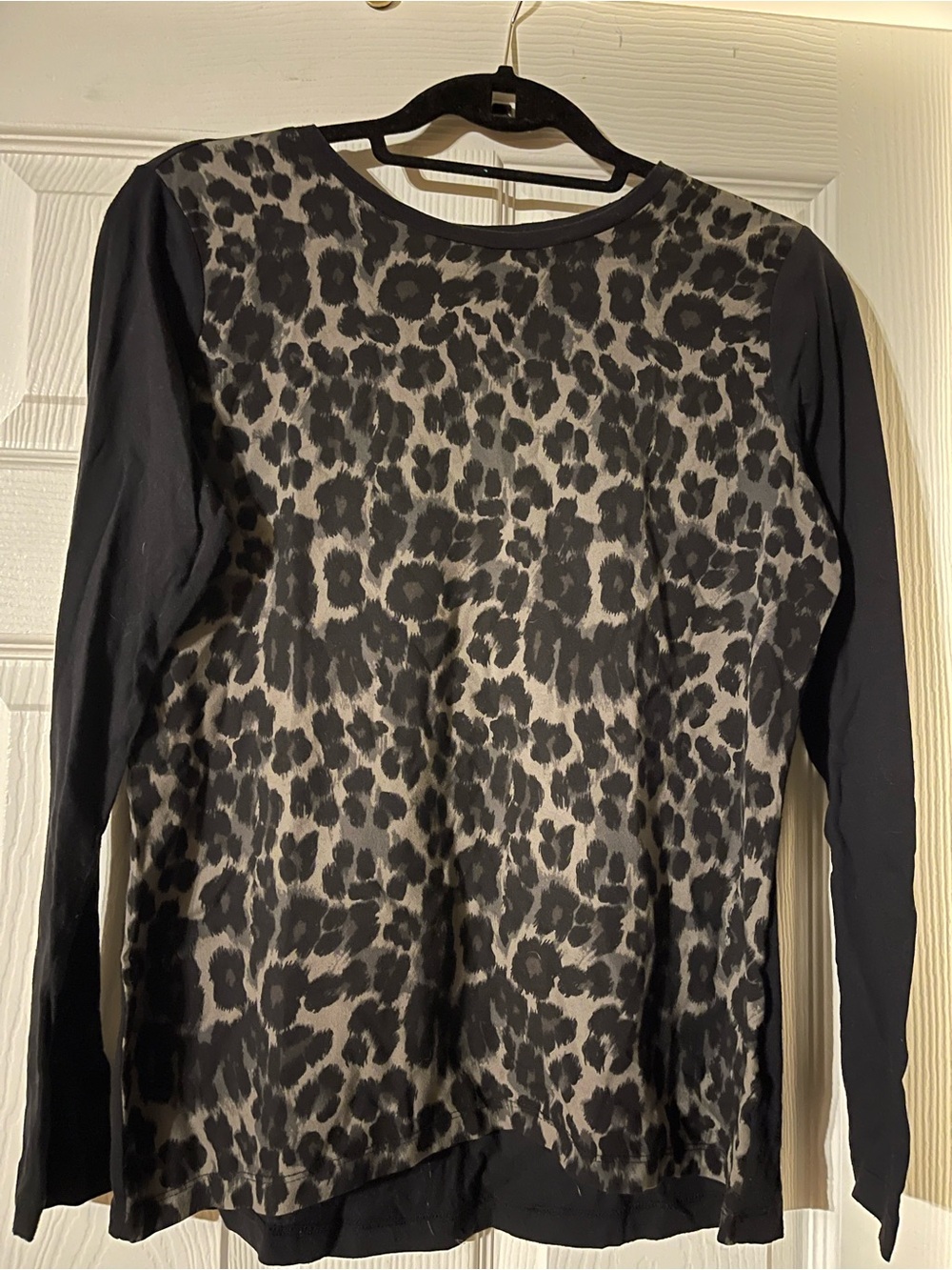 Van Heusen Black and Gray Leopard Print Top